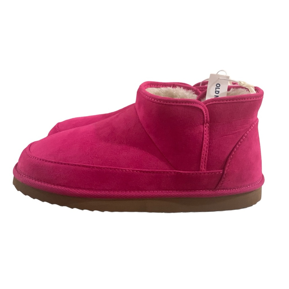 NWT Old Navy hot pink faux suede slipper sz 6
